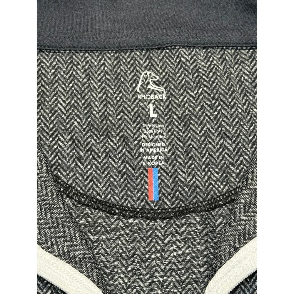 Rhoback Mens 1/4 Quarter Zip Pullover Grey Herringbone Performance Pullover Sz L